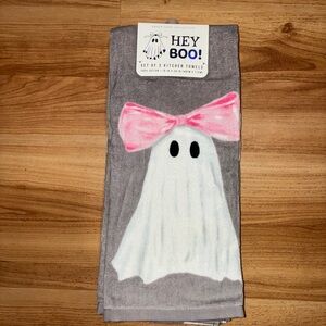 T.J.Maxx Gray and Pink Ghost Kitchen Towel